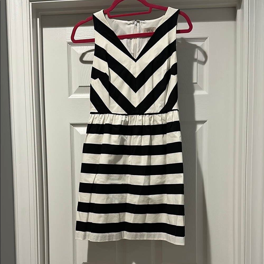 LOFT Black and White Striped Dress